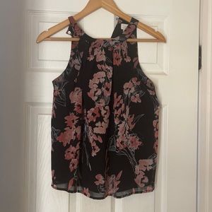 A new day flowered pink and black tank